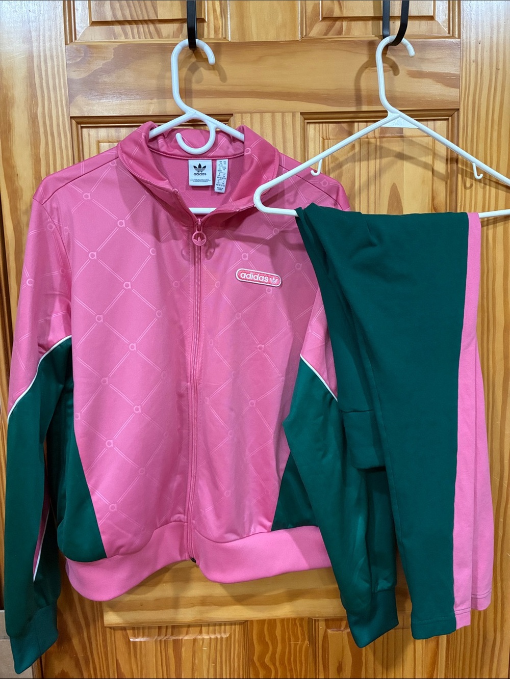 adidas Pink and Green womens 1x Track Set
